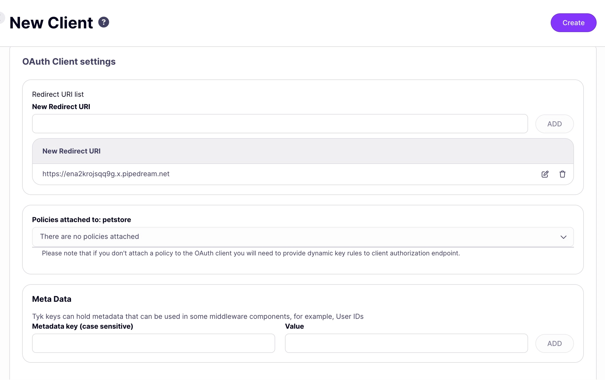 Add New OAuth Client