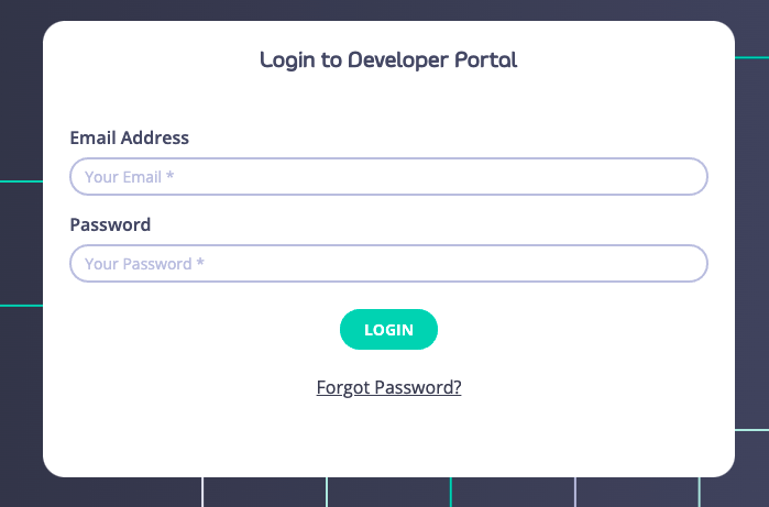 Portal login screen showing the login form with username and password fields