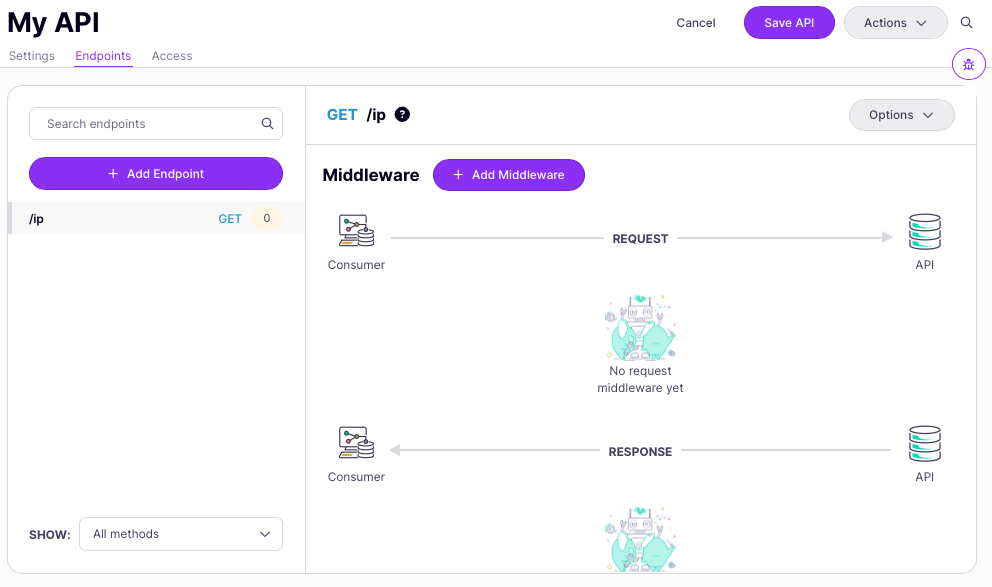 List of all endpoints declared for the API
